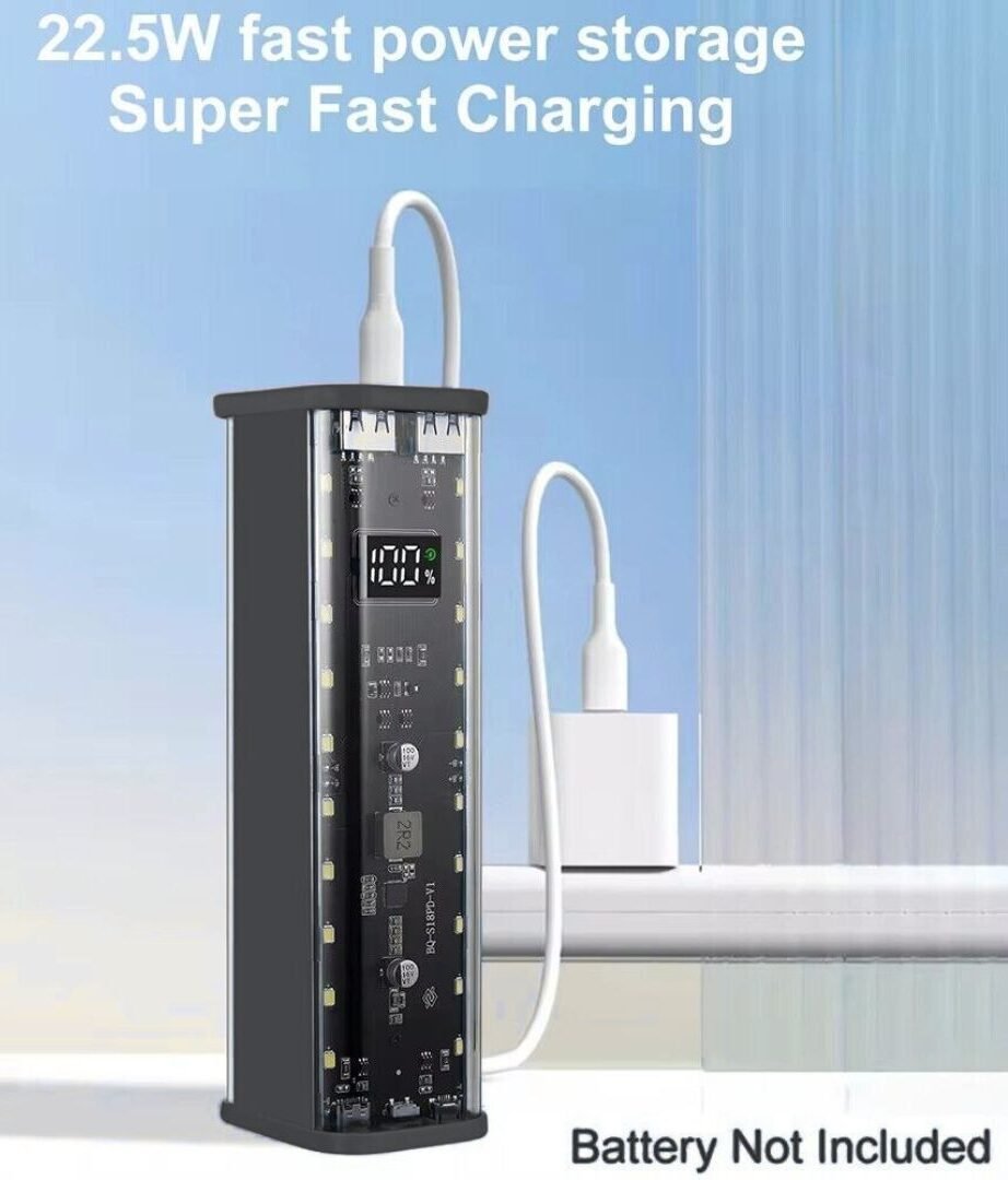 efillooc 8×18650 Led Light Power bank shell case PD 22W c1 efillooc 8x18650 Led Light Power bank shell case battery box