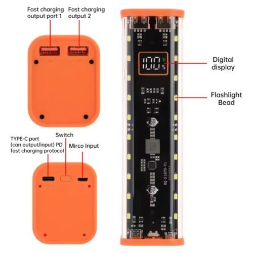 efillooc 8x18650 Led Light Power bank shell case battery box