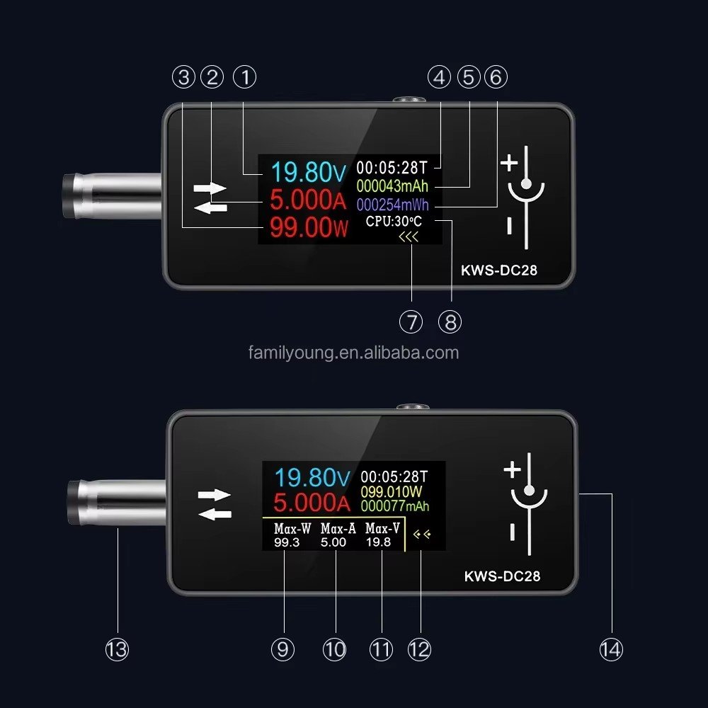 efillooc kowsi kws-dc28 voltage tester power meter