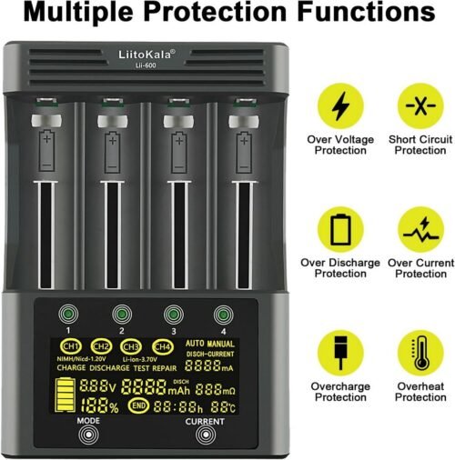 efillooc liitokala lii-600 3A smart charger aa 18650