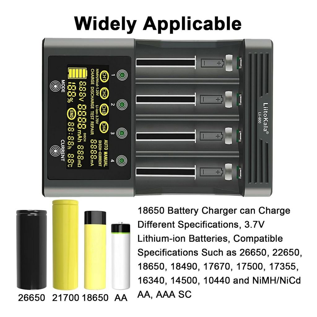 efillooc liitokala lii-600 3A smart charger aa 18650 bat efillooc liitokala lii-600 3A smart charger aa 18650