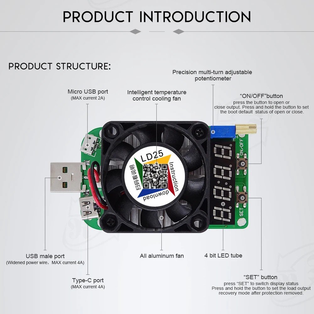 efillooc LD25 USB electronic load tester (1)