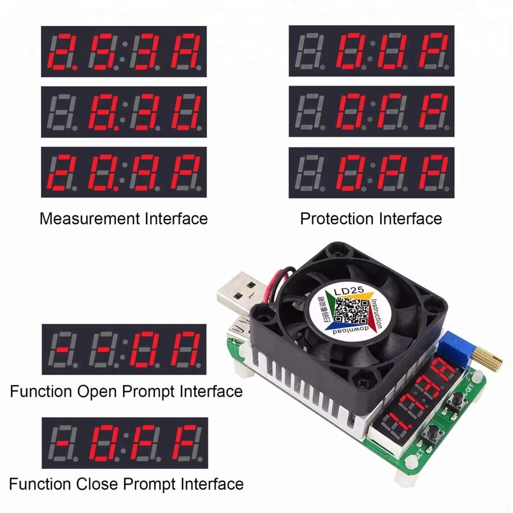 25W Electronic USB Load Adjustable Aging Tester Module ‣ Efillooc Retail