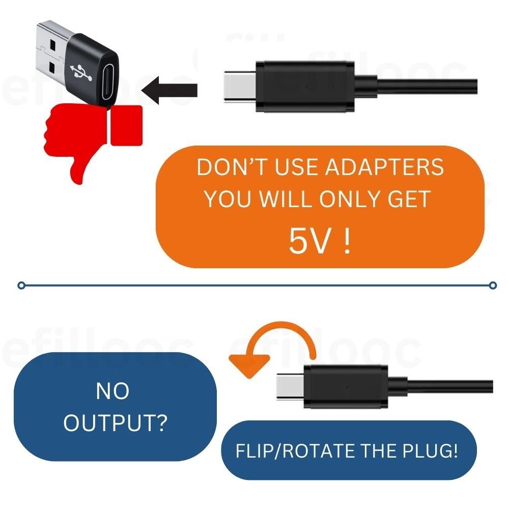 Efillooc USB-C to DC 5.5x2.1mm Trigger Decoy Power Cable adp1 Efillooc USB-C to DC 12V cable 5.5x2.1mm Trigger Decoy Power Cable