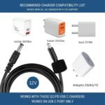 Efillooc USB-C to DC 12V cable 5.5x2.1mm Trigger Decoy Power Cable