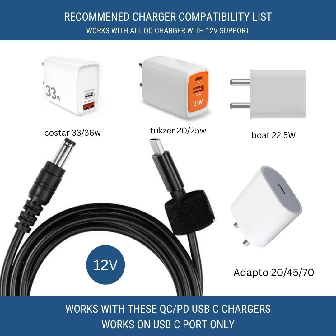 Efillooc USB-C to DC 5.5x2.1mm Trigger Decoy Power Cable comp 12 Efillooc USB-C to DC 12V cable 5.5x2.1mm Trigger Decoy Power Cable