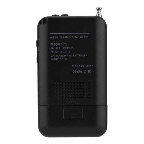efillooc 2band AMFM pocket radio 104 2 AAA battery headphone clock and alarm function