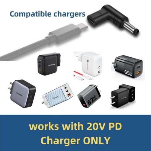 efillooc usb-c to dc pd 100w converter plug compatible