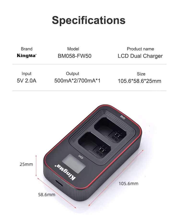 kingma bm-058 for sony NP-fw50 battery charging