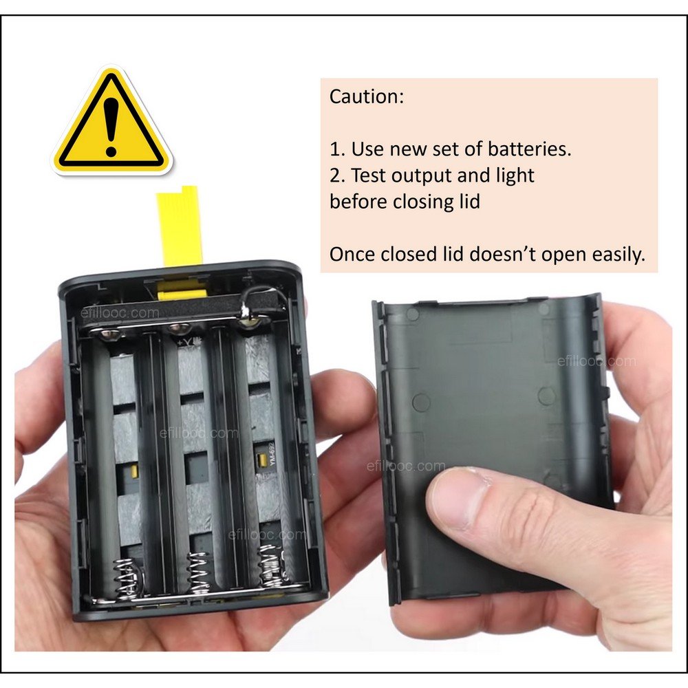 3x18650 power bank case wit led light yellow