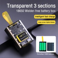 3x18650 power bank case wit led light yellow