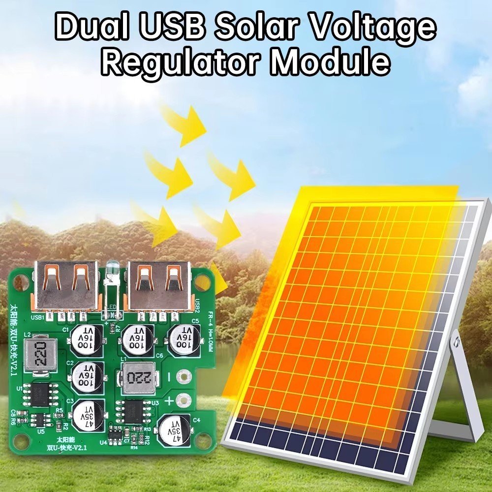 2 USB Port Solar Charger QC-2.0/3.0 Voltage Regulator Module for DIY Electronics Hobby