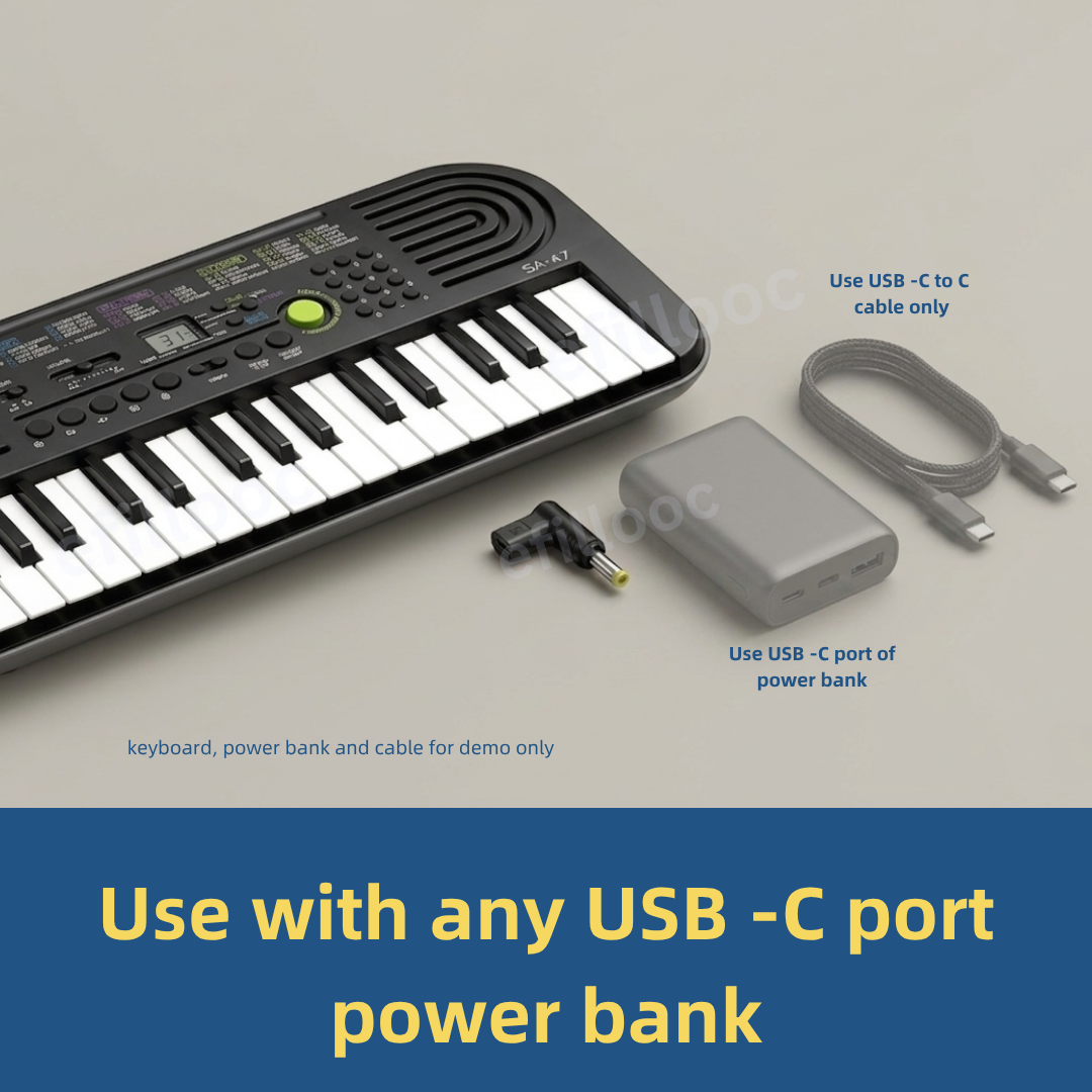 efillooc usb c to dc conveter for casio sa-47 ctk-1200 sa-76