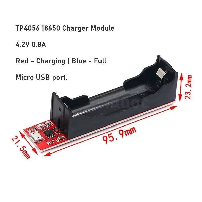 Efillooc TP4056 1-Cell 18650 Charger Module with holder
